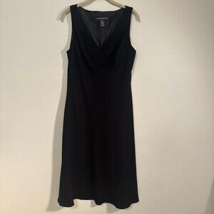 Jones Wear Women's Vneck Sleeveless Empire Waist Midi Black Dress Size 14